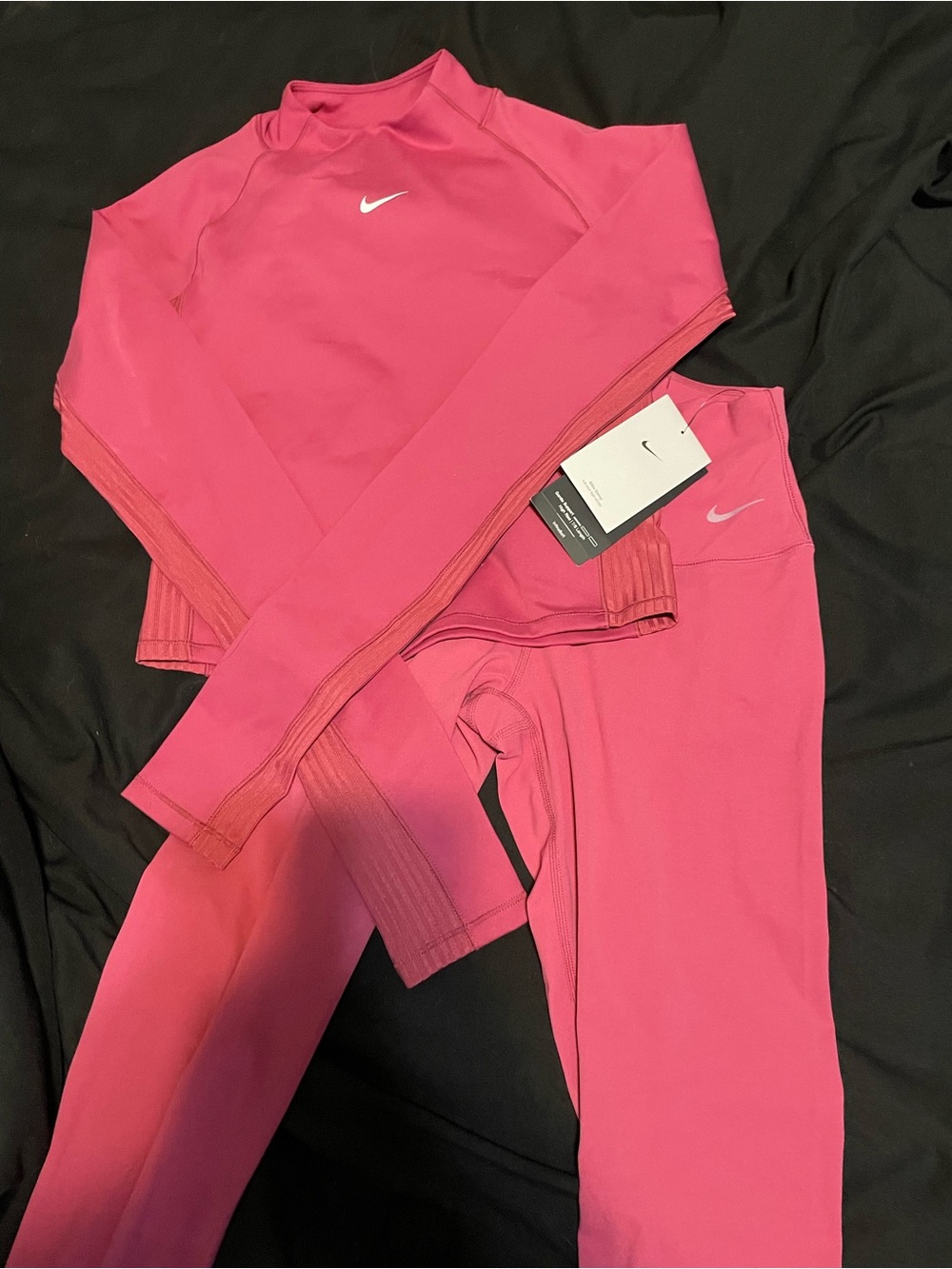 Nike Girls Hot Pink Active Leggings and Long-Sleeve Top Set